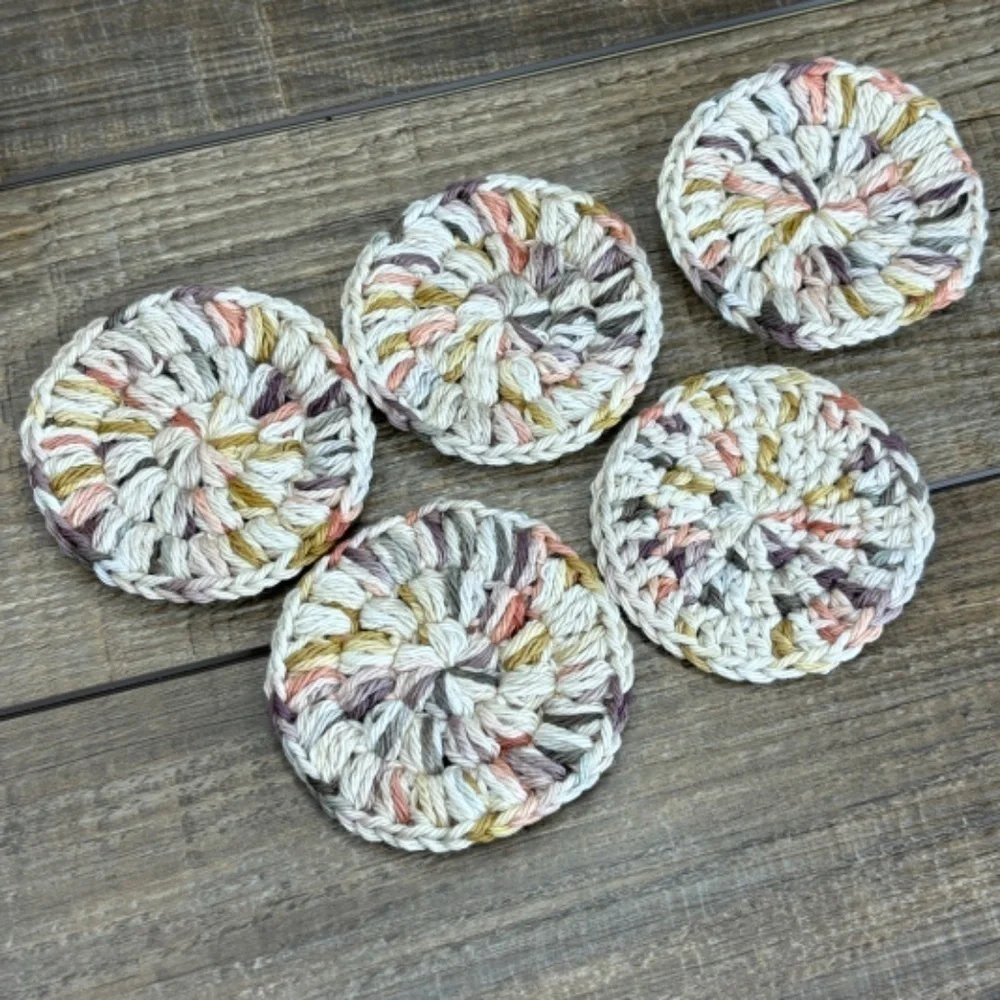 Handcrafted Crochet Face Round‎ Makeup Remover Scrubbies Set Cotton Yarn